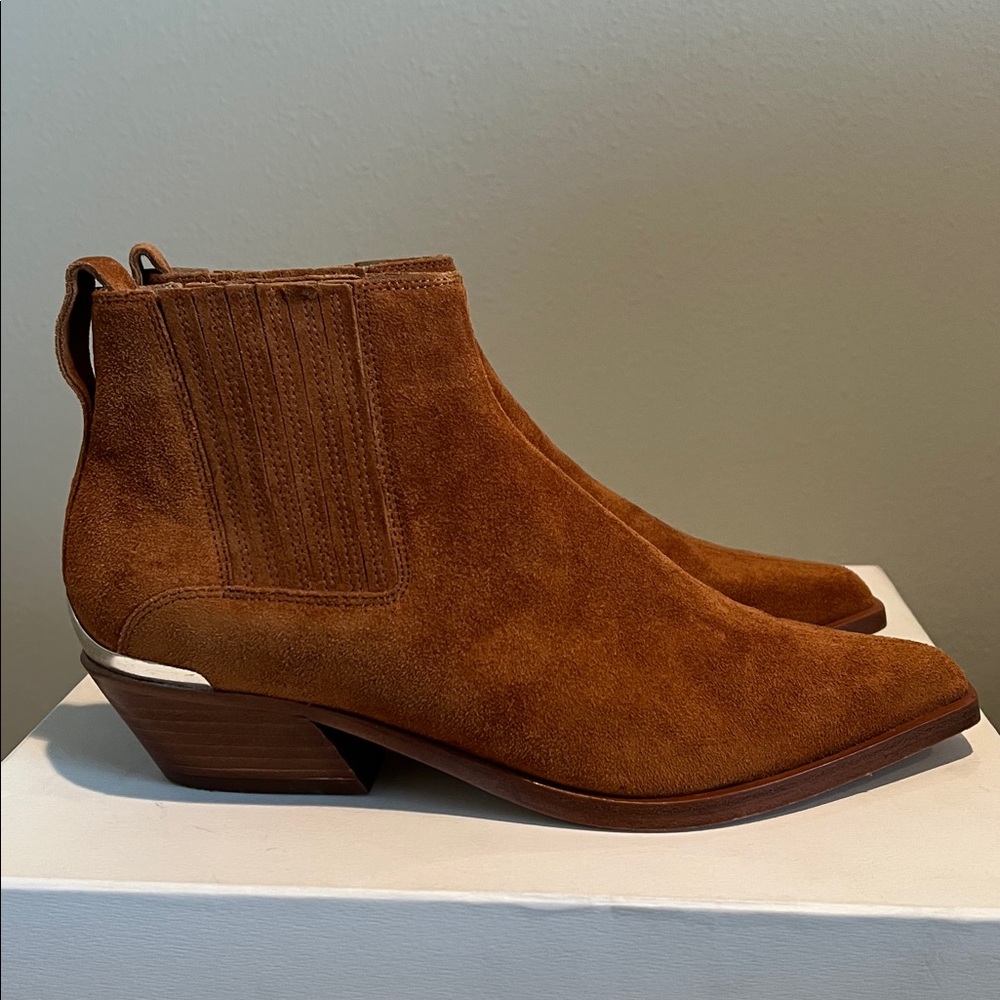 rag & bone Suede Ankle Booties in Cognac Brown
